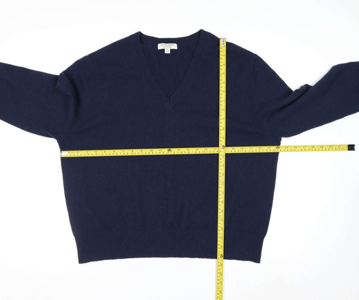 Marks and Spencer Men’s Blue Cashmere V-Neck Jumper XL