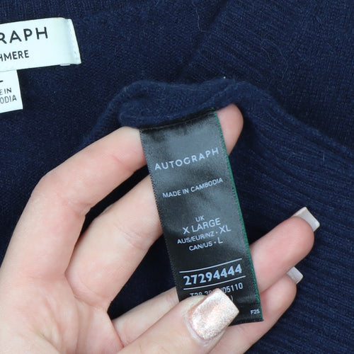 Marks and Spencer Men’s Blue Cashmere V-Neck Jumper XL