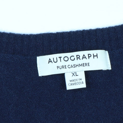 Marks and Spencer Men’s Blue Cashmere V-Neck Jumper XL