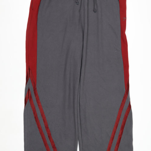 Gymshark Men’s Grey 2XL Sweatpants with Red Stripe Panels