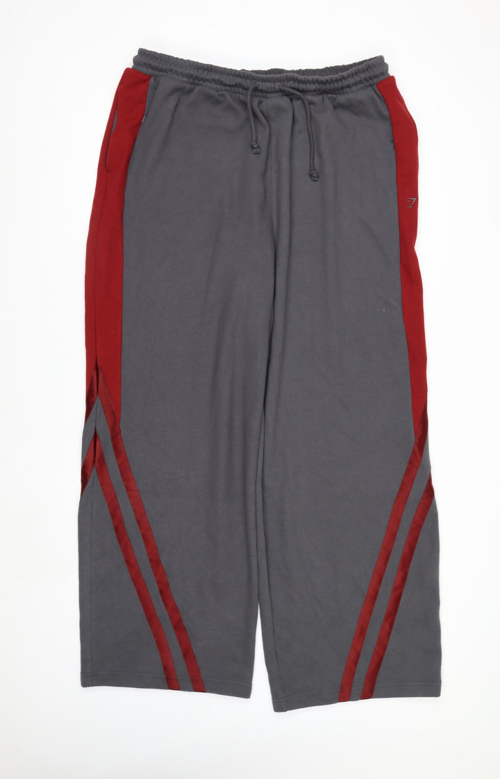 Gymshark Men’s Grey 2XL Sweatpants with Red Stripe Panels
