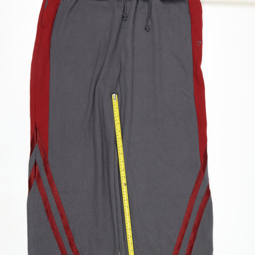 Gymshark Men’s Grey 2XL Sweatpants with Red Stripe Panels