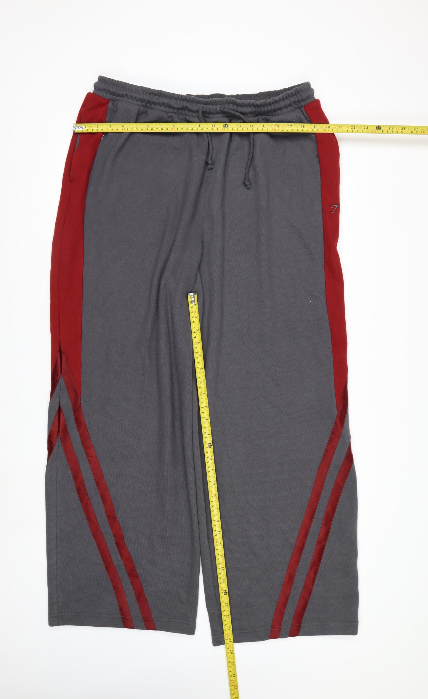 Gymshark Men’s Grey 2XL Sweatpants with Red Stripe Panels