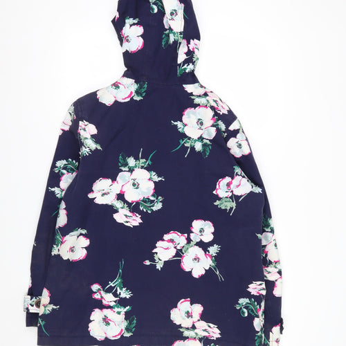 Joules Women's Blue Floral Waterproof Hooded Rain Jacket Size 16
