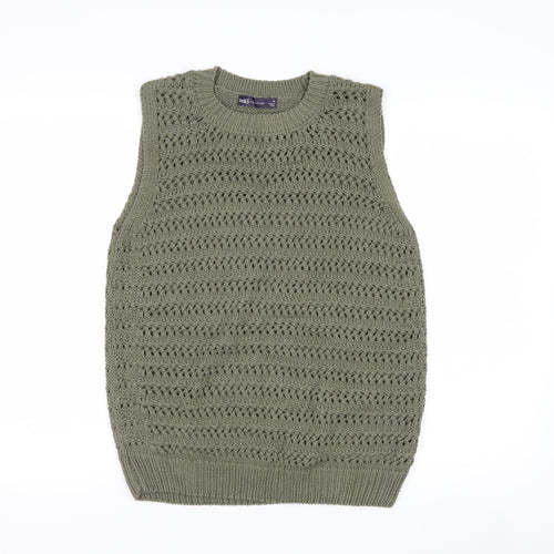 Marks and Spencer Women's Green Knit Cotton Sleeveless Vest M