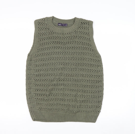 Marks and Spencer Women's Green Knit Cotton Sleeveless Vest M