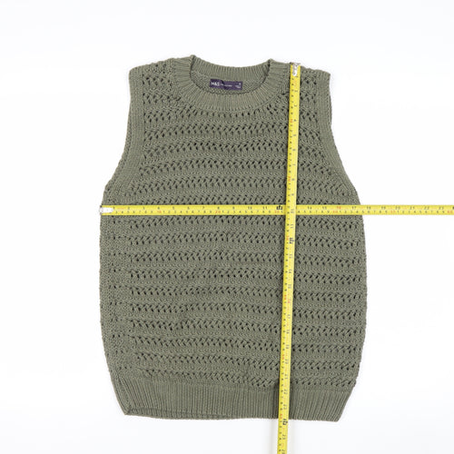 Marks and Spencer Women's Green Knit Cotton Sleeveless Vest M
