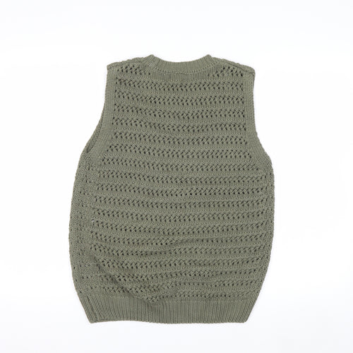 Marks and Spencer Women's Green Knit Cotton Sleeveless Vest M