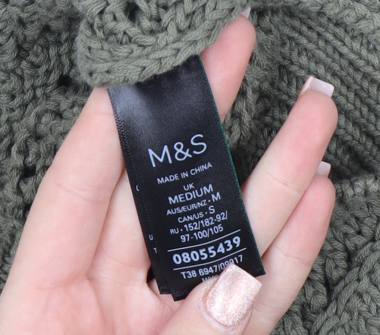 Marks and Spencer Women's Green Knit Cotton Sleeveless Vest M