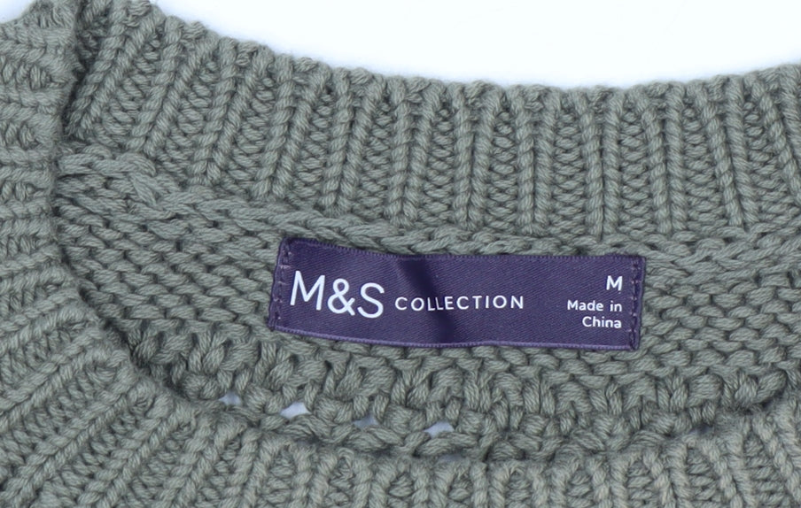 Marks and Spencer Women's Green Knit Cotton Sleeveless Vest M