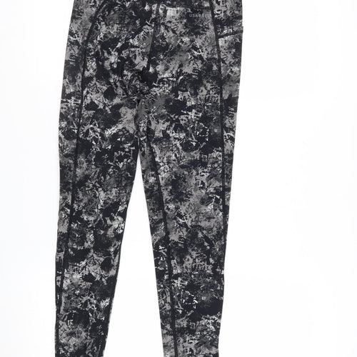 USA Pro Women Black Abstract Ankle Leggings Size 10
