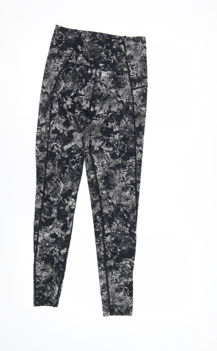 USA Pro Women Black Abstract Ankle Leggings Size 10