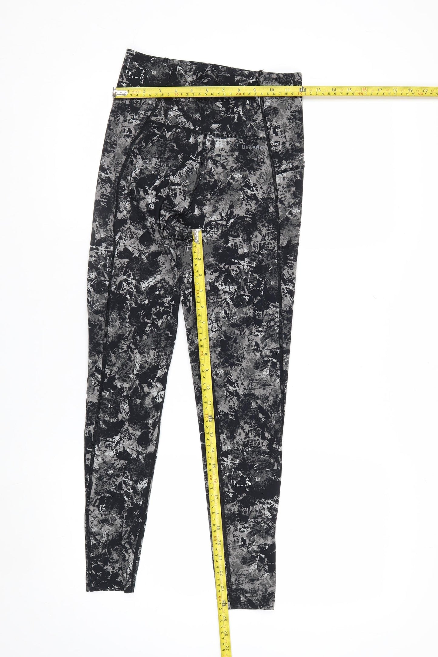 USA Pro Women Black Abstract Ankle Leggings Size 10