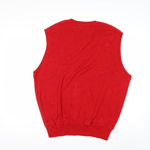 Polo Ralph Lauren Men's Red Cotton V-Neck Sleeveless Vest Jumper XL