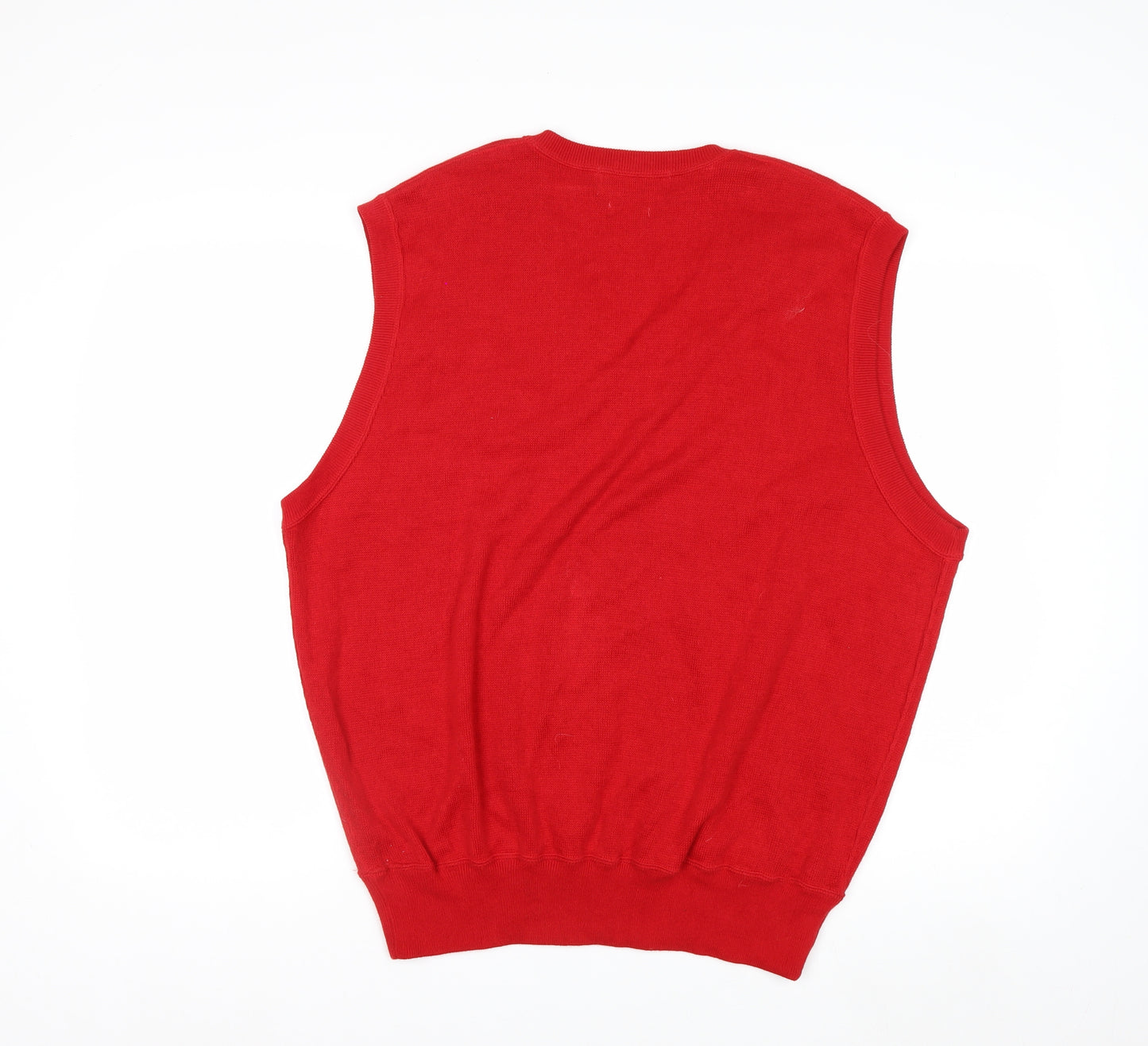 Polo Ralph Lauren Men's Red Cotton V-Neck Sleeveless Vest Jumper XL