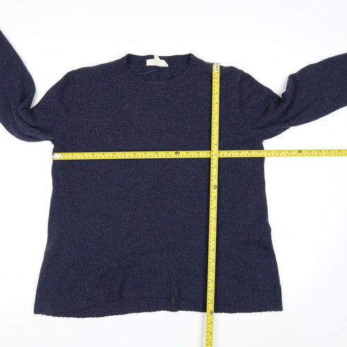 Seasalt Cornwall Women's Navy Wool Jumper Size 14 Classic Crew Neck