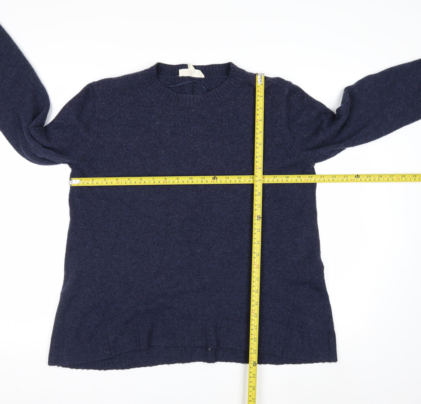 Seasalt Cornwall Women's Navy Wool Jumper Size 14 Classic Crew Neck