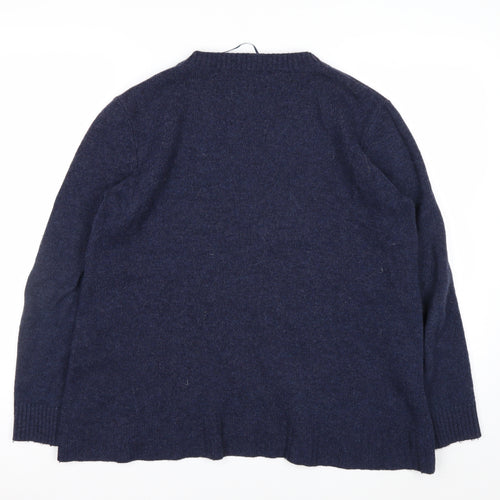Seasalt Cornwall Women's Navy Wool Jumper Size 14 Classic Crew Neck