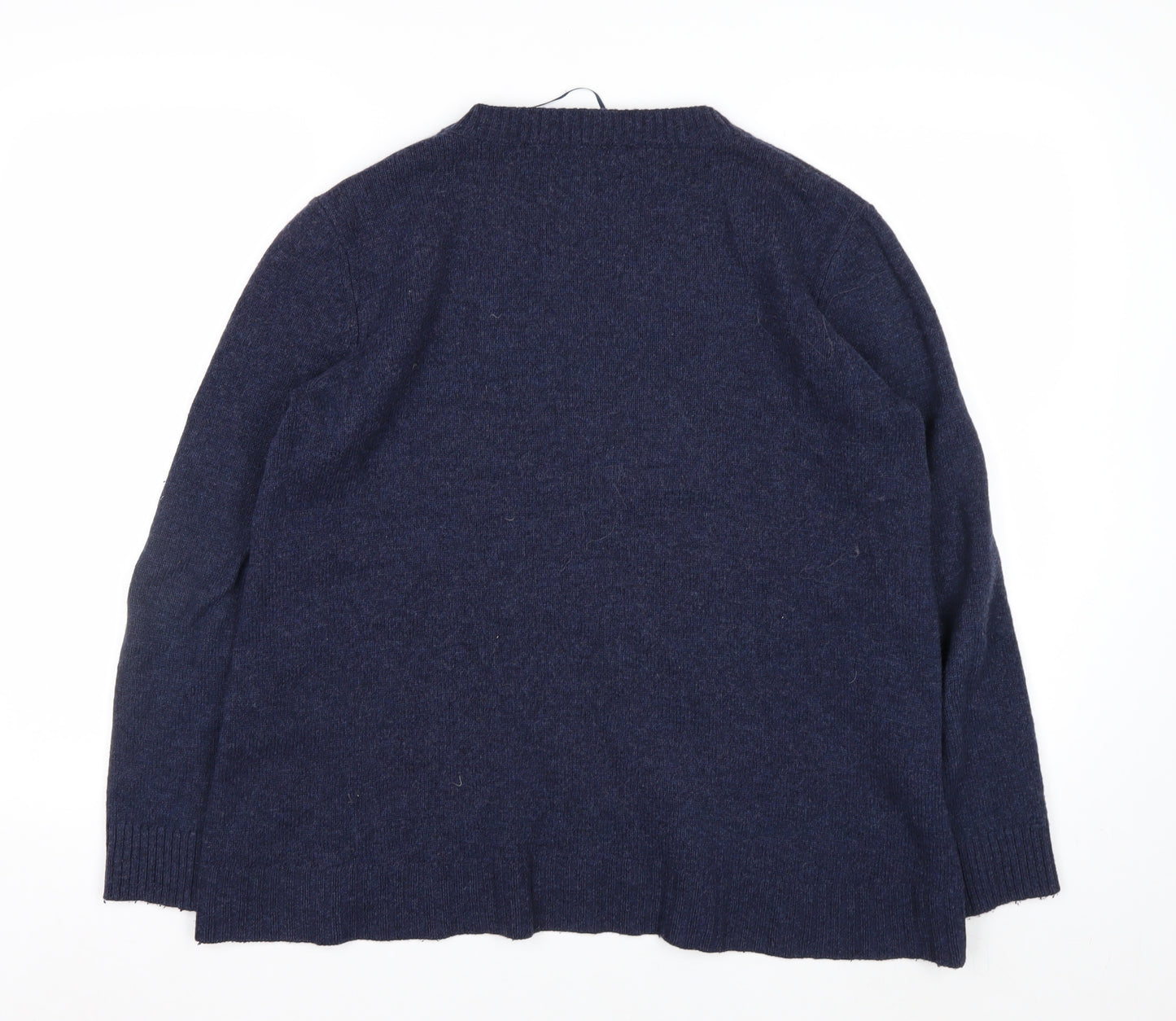 Seasalt Cornwall Women's Navy Wool Jumper Size 14 Classic Crew Neck