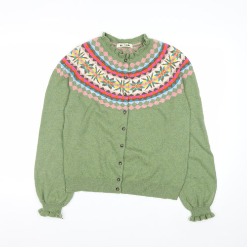 Boden Women’s Green Fair Isle Wool Blend Cardigan M