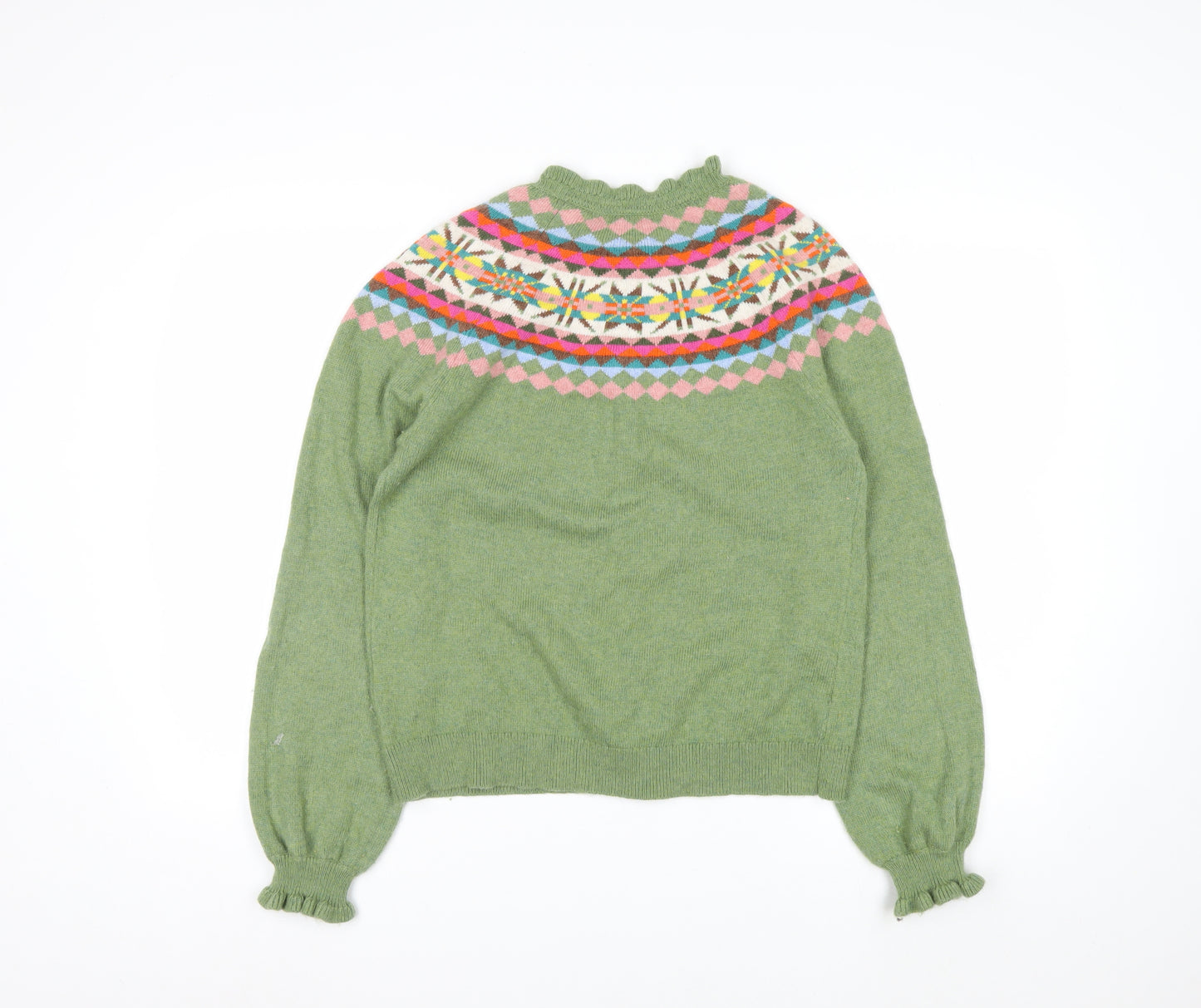 Boden Women’s Green Fair Isle Wool Blend Cardigan M