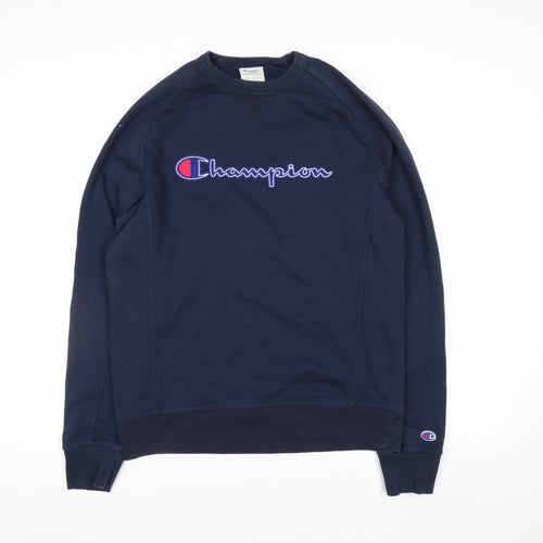 Champion Men's Blue Pullover Sweatshirt Medium Embroidered Logo