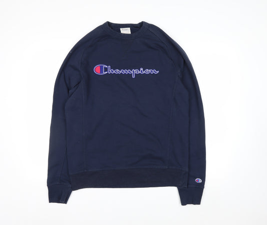 Champion Men's Blue Pullover Sweatshirt Medium Embroidered Logo