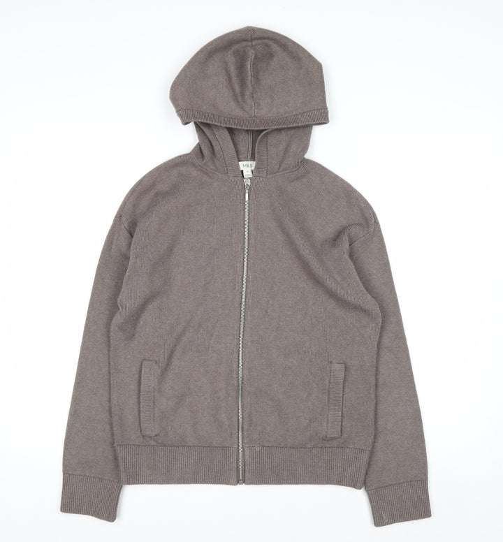 Marks and Spencer Women’s Brown Full Zip Hooded Cardigan M