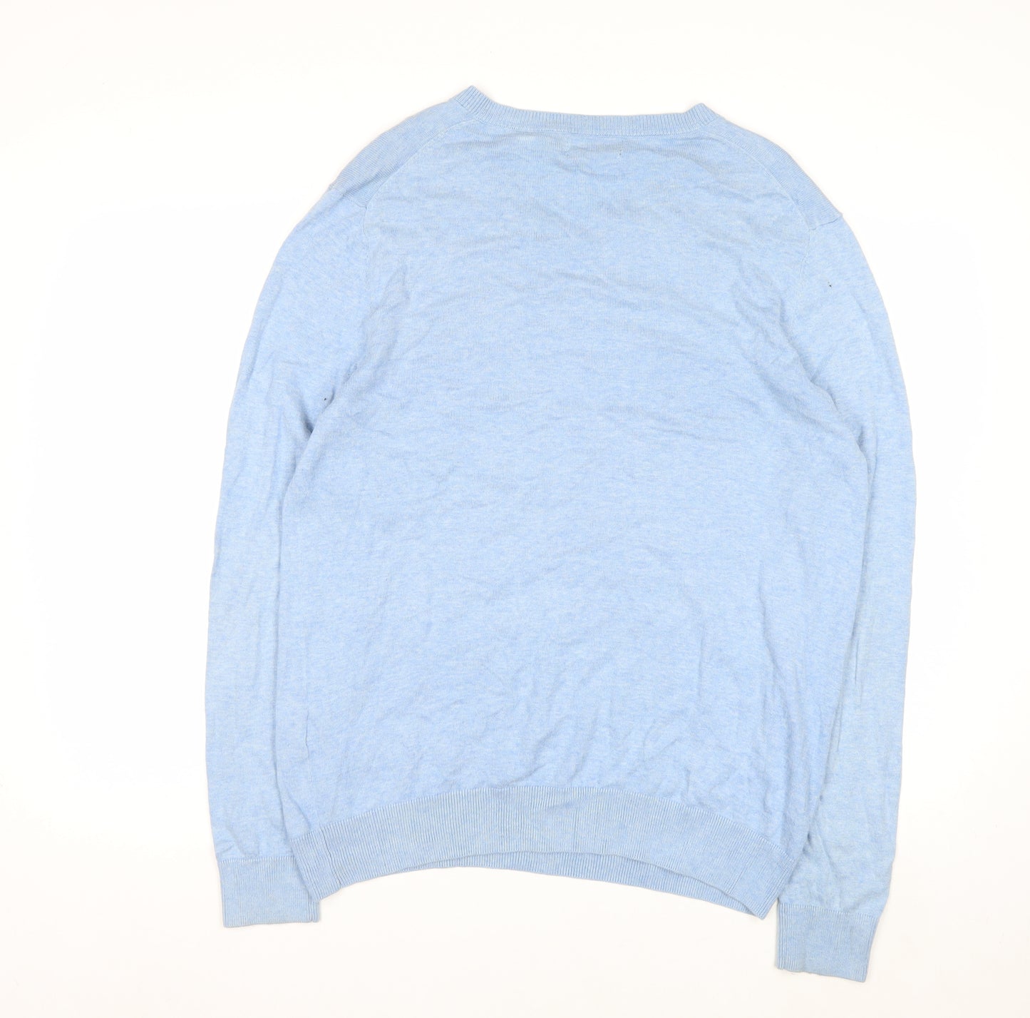Nautica Men’s Blue V-Neck Cotton Modal Pullover Jumper Size M
