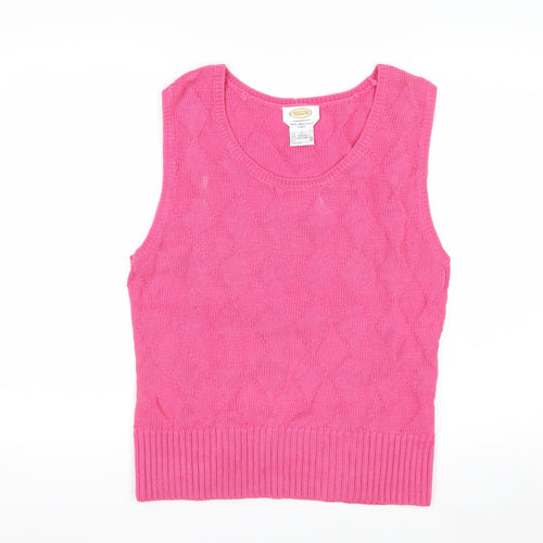 Talbots Women's Pink Knit Cotton Sleeveless Vest Jumper Size L