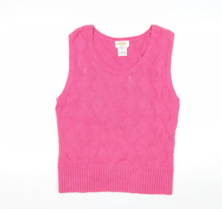 Talbots Women's Pink Knit Cotton Sleeveless Vest Jumper Size L
