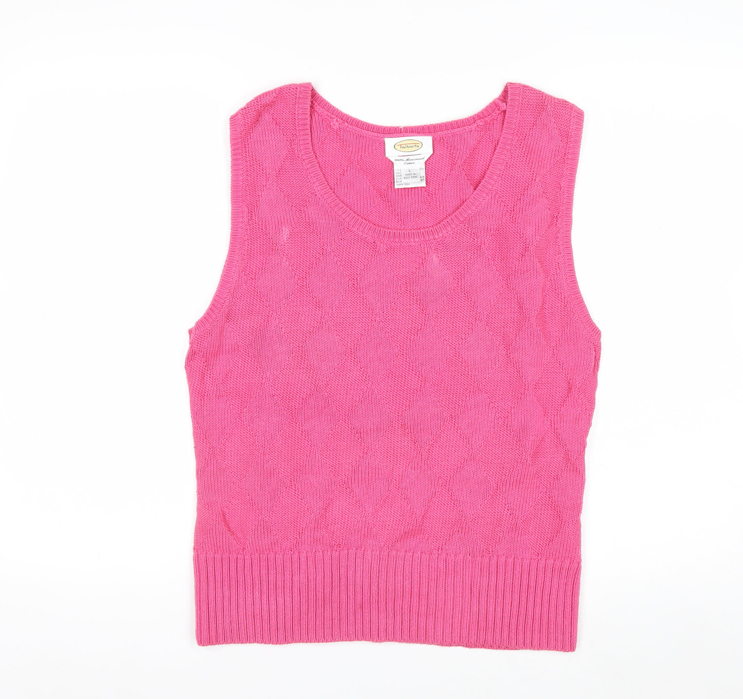Talbots Women's Pink Knit Cotton Sleeveless Vest Jumper Size L