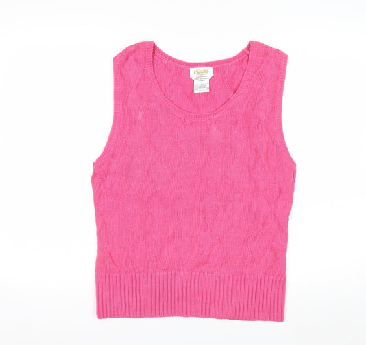 Talbots Women's Pink Knit Cotton Sleeveless Vest Jumper Size L