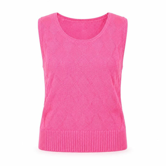 Front view of Talbots Women's Pink Knit Cotton Sleeveless Vest Jumper, size L