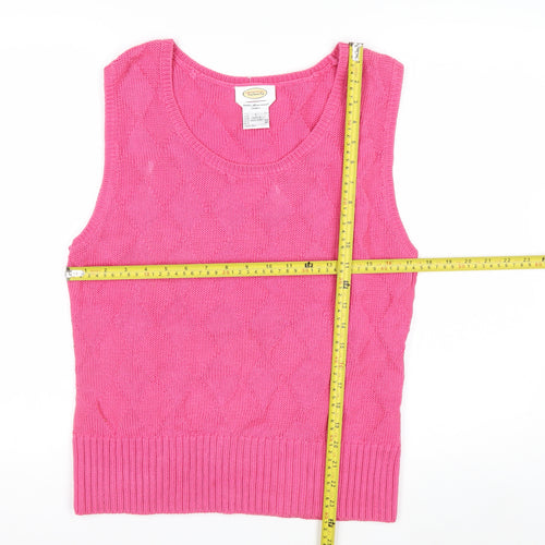 Talbots Women's Pink Knit Cotton Sleeveless Vest Jumper Size L