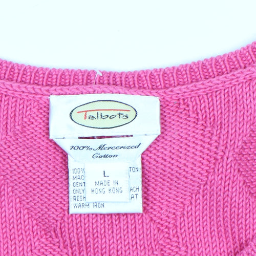 Talbots Women's Pink Knit Cotton Sleeveless Vest Jumper Size L
