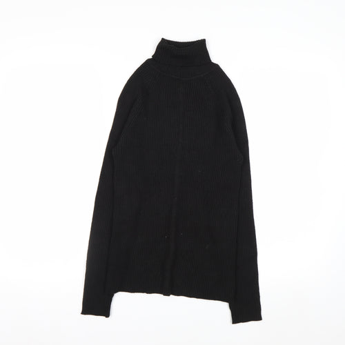 White Stag Women's Black Roll Neck Ribbed Knit Jumper Size S