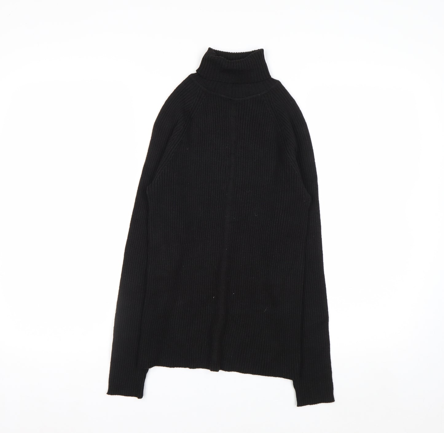 White Stag Women's Black Roll Neck Ribbed Knit Jumper Size S