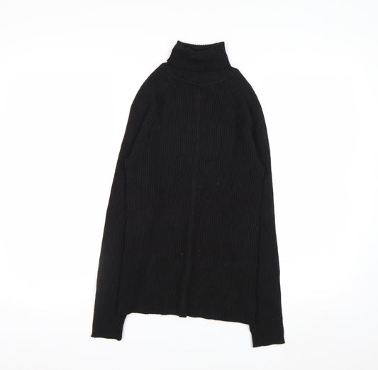 White Stag Women's Black Roll Neck Ribbed Knit Jumper Size S