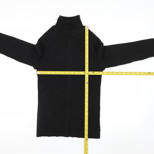 White Stag Women's Black Roll Neck Ribbed Knit Jumper Size S
