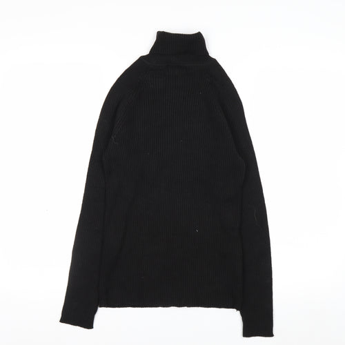 White Stag Women's Black Roll Neck Ribbed Knit Jumper Size S
