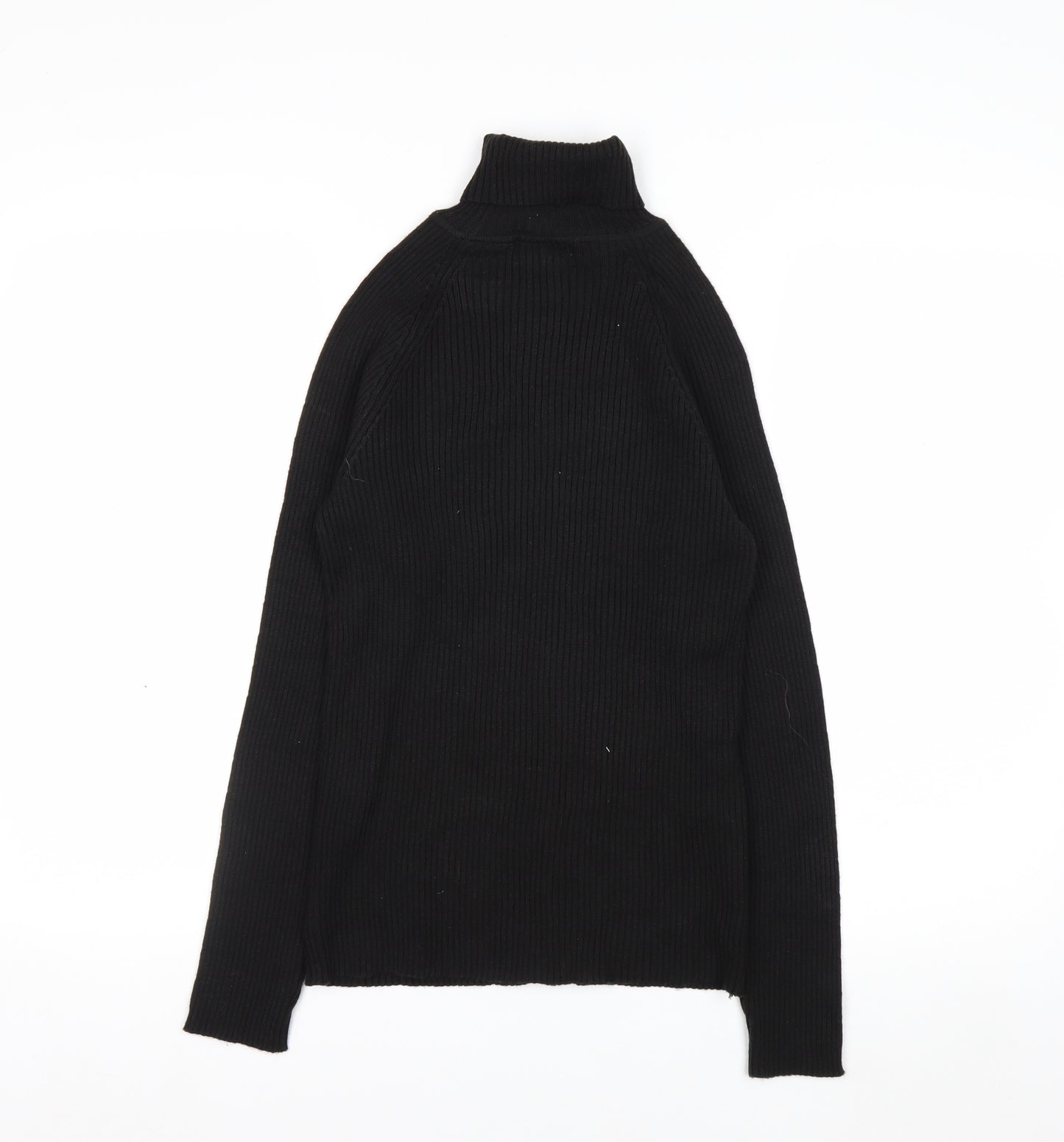 White Stag Women's Black Roll Neck Ribbed Knit Jumper Size S