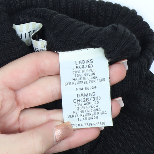 White Stag Women's Black Roll Neck Ribbed Knit Jumper Size S
