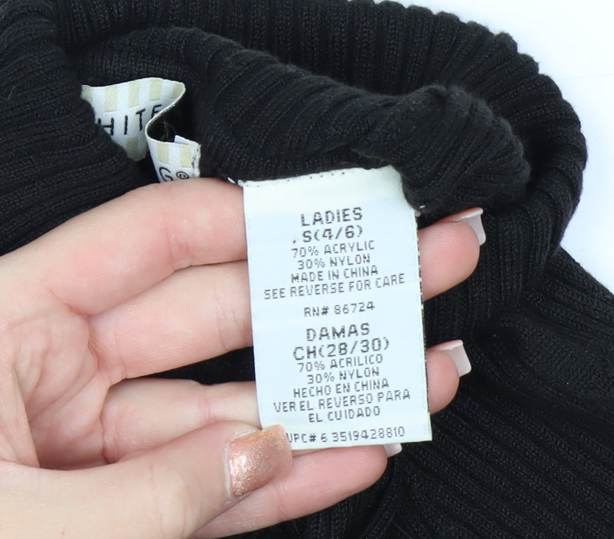 White Stag Women's Black Roll Neck Ribbed Knit Jumper Size S