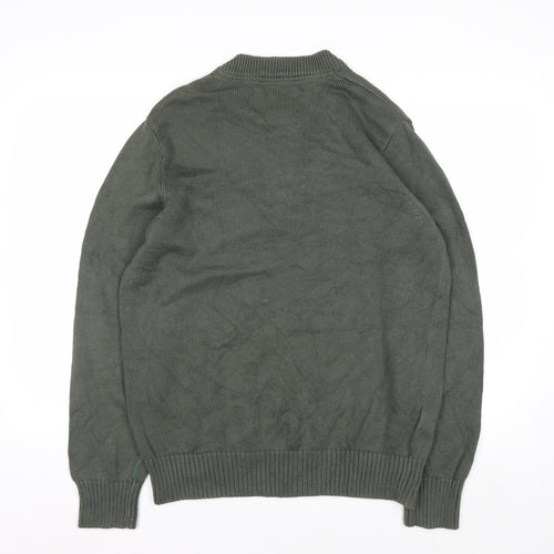 Eddie Bauer Men's Green Cotton Henley Jumper Size M