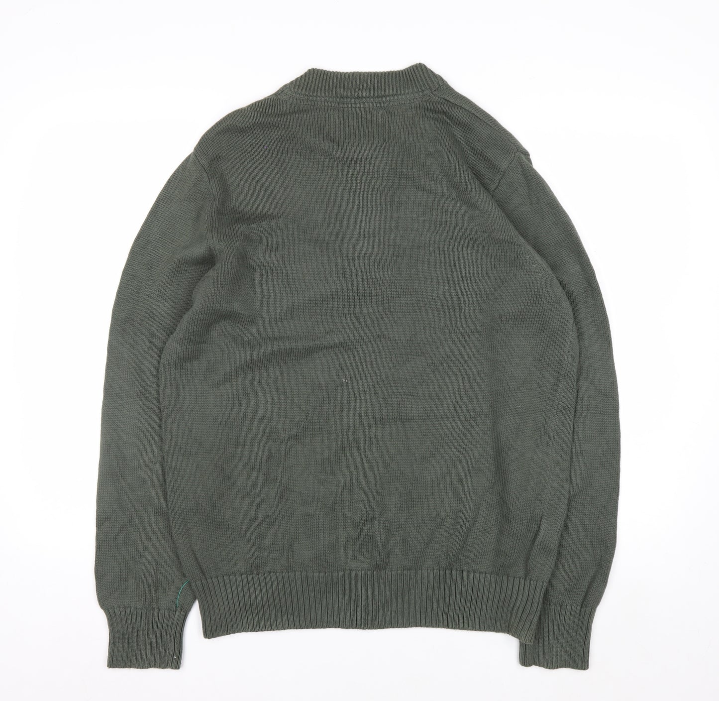 Eddie Bauer Men's Green Cotton Henley Jumper Size M