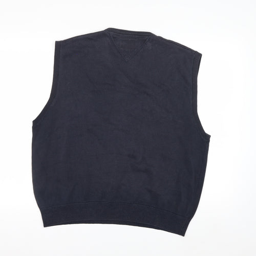 Tommy Hilfiger Men's Blue Cotton V-Neck Sleeveless Vest L