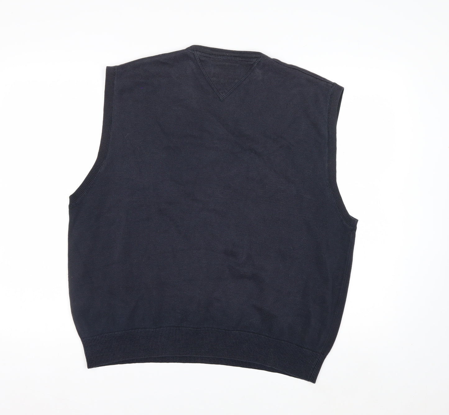 Tommy Hilfiger Men's Blue Cotton V-Neck Sleeveless Vest L