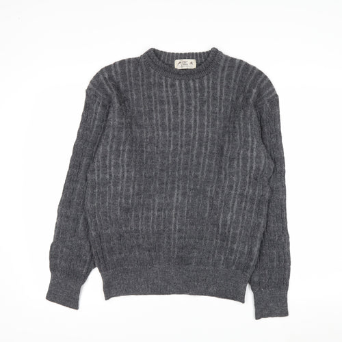 Felix Bühler Men's Grey Wool Cable-Knit Pullover Jumper L