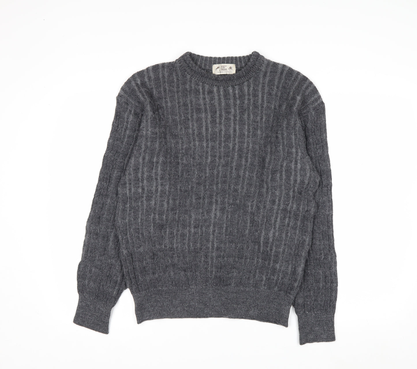 Felix Bühler Men's Grey Wool Cable-Knit Pullover Jumper L